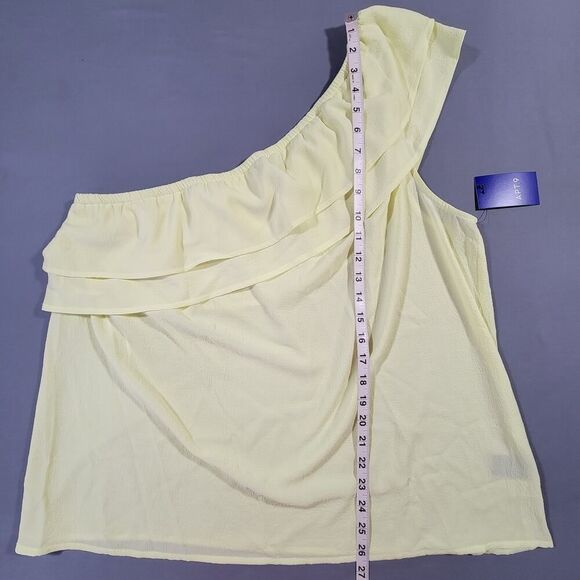 Apt. 9 Yellow Shirt Ruffled One Shoulder Blouse Stretch NEW $30 Women's Size XL - Picture 6 of 9